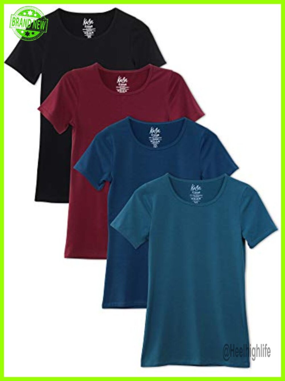 4-Pack Scoop Neck T-Shirt Base Layer Fitted Longer Length Tee
